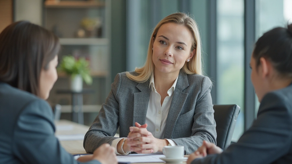 Менеджер проводит встречу с командой в современном офисе