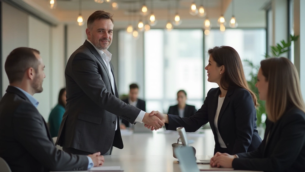 Профессиональная деловая встреча с позитивным результатом переговоров